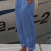 Vacation Casual Loosen Cotton Linen Solid Pants