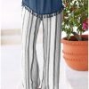 Casual Striped High Waist Baggy Wide Leg Long Pants
