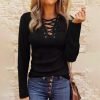 Black Plain V-Neck Top