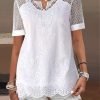 Lace Edge Lace Collar Casual Shirt