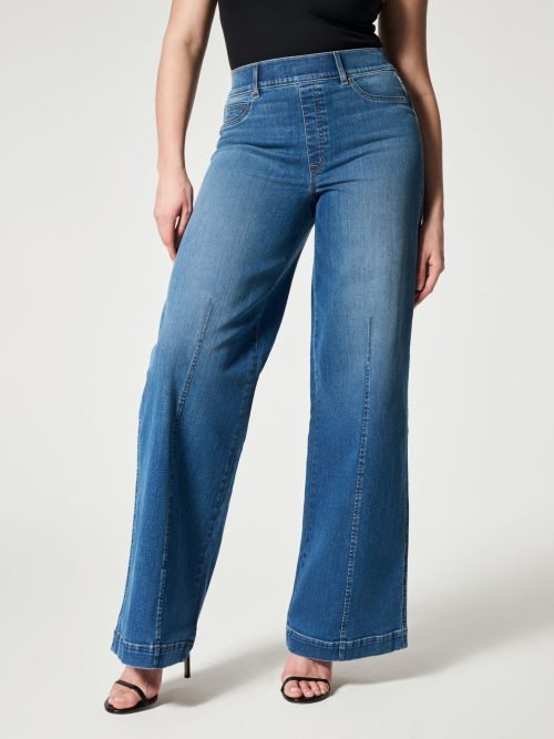 Seamed Front Wide Leg Jeans (Hot Sale)