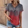 Red Short Sleeve Print Top