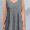 Women'sPlus Size Casual Black V Neck Tunic Tank Top