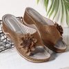 Women's Wedge Heel Fish Mouth Cutout Flower Casual Sandals