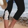 Casual Workout Lace Mesh Side Capri Legging