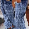 Vintage Graphic Print Zipper Design Top