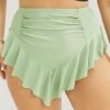 Ruffle Trim Ruched Front Swim Bottom
