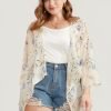 Floral Print Asymmetrical Hem Open Front Cover Up