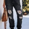 Vintage Drawstring Cut Out Jeans