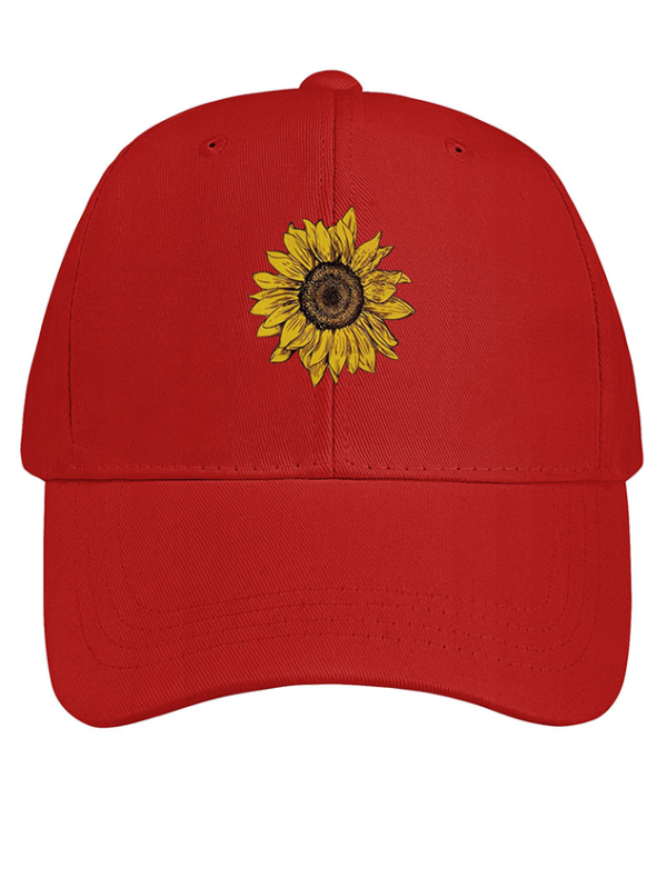 Women's Sunflower Print Cotton Fit Adjustable Hat