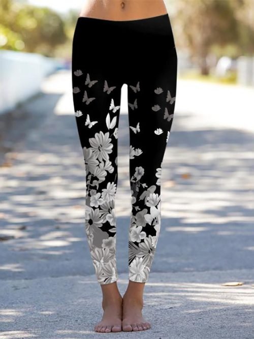 Casual Butterfly Floral Leggings