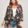 Floral Print Asymmetrical Hem Open Front Cover Up