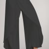 Plus Size Casual Black Chiffon Asymmetrical Wide Leg Pants