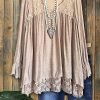 Lace Paneled Ruffled V-Neck Loose Top