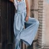 Regular Fit Casual Plain Denim Denim Bib Pants