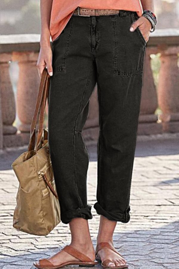 Slant Pocket Zip Fly Pants Without Belt