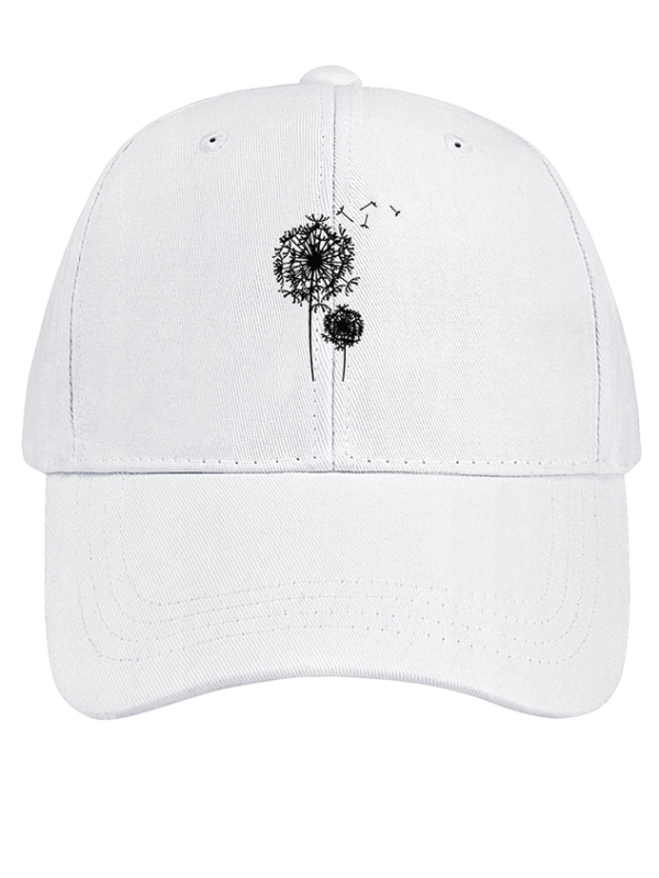 Women's Dandelion Pattern Cotton Fit Adjustable Hat