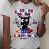 Women's Cotton 4th Of July Just Here To Bang It's Fine I'm Fine Black Cat T-Shirt