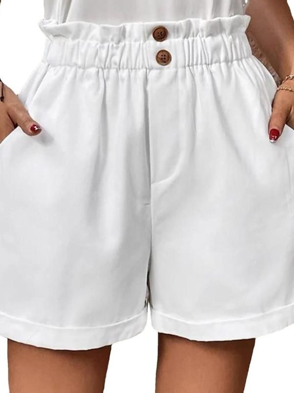 Women's Wide Leg Shorts Faux Linen Black White Wine Fashion Casual Weekend Side Pockets Short Comfort Plain S M L XL 2XL