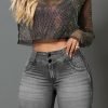 Double Button High Waist Denim Bermuda Shorts