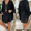 Solid Color Button Long Sleeve Loose Casual Shirt Women's Top