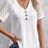 V Neck Buckle Polyester Cotton Casual Blouse