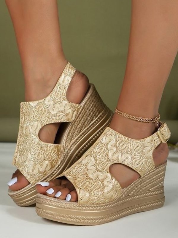 Leisure Resort Jacquard Wedge Platform Sandals