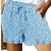 Women's Wide Leg Shorts Black White Pink Fashion Basic Holiday Weekend Ruffle Side Pockets Micro-elastic Short Comfort Floral S M L XL 2XL