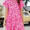 Animal Print Ruffle Sleeve Mini Dress