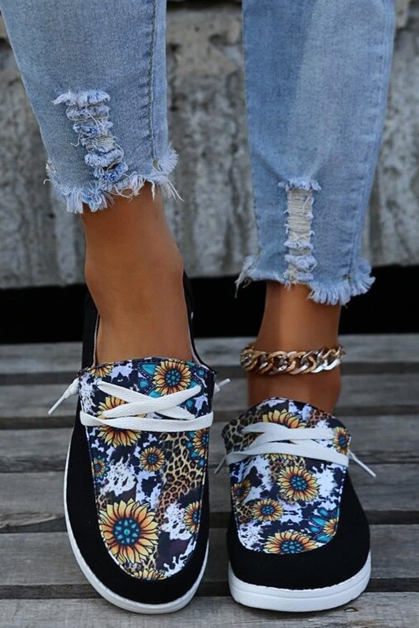 Leoaprd Sunflower Pattern Slip On Sneaker