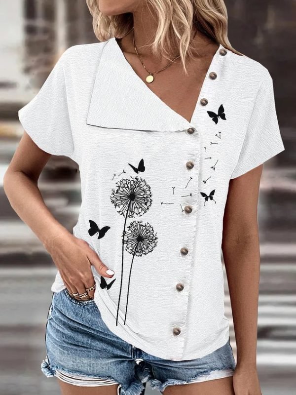 Asymmetrical Dandelion Casual Shirt