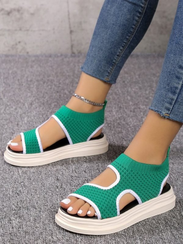 Casual Cut Out Mesh Fabric Slip On Sandals