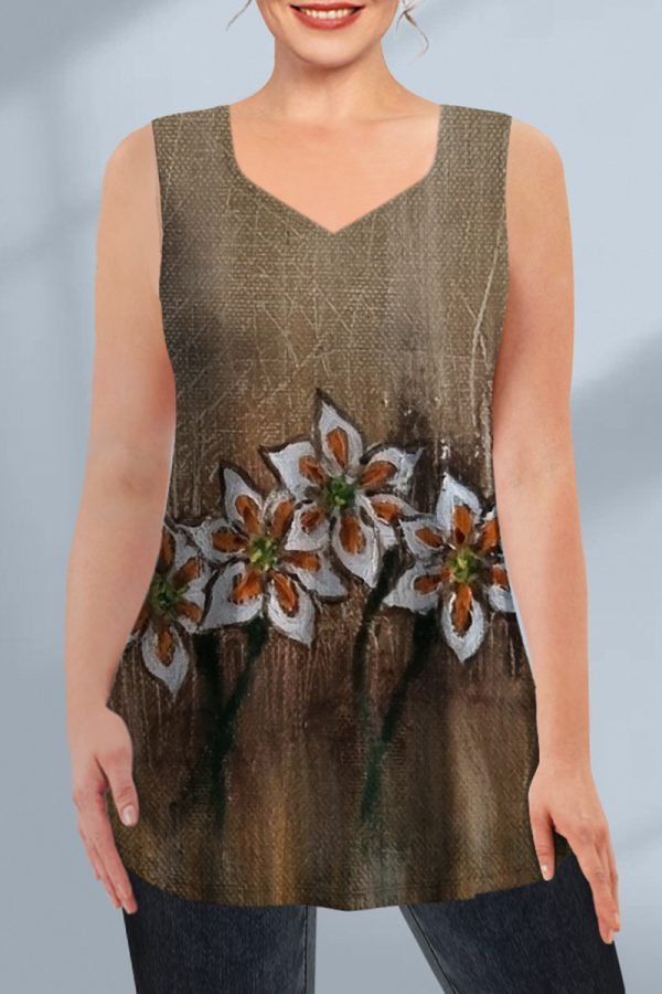 Women's Plus Size Casual Green Retro Floral Print Two Piece Pant Set