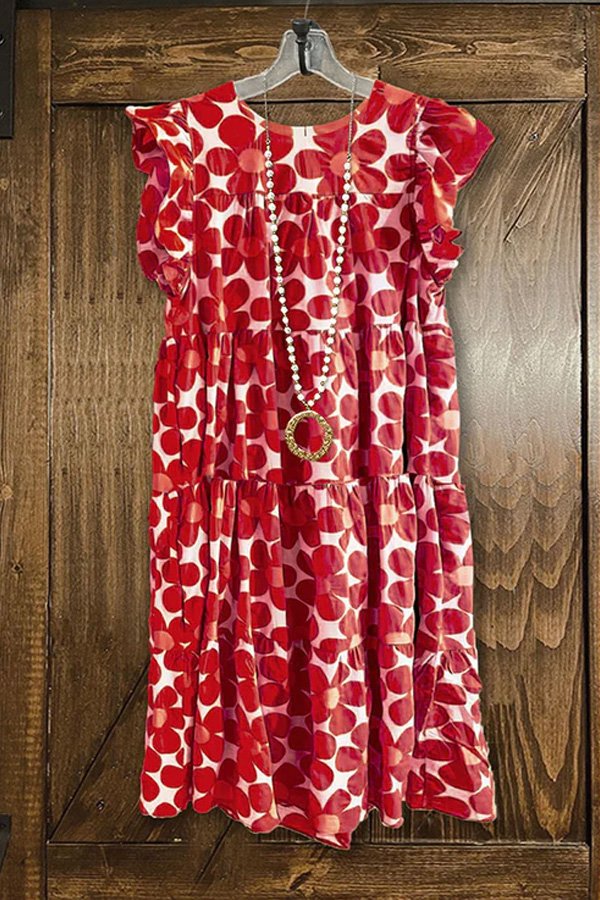 Cute Floral Print Ruffled Dress
