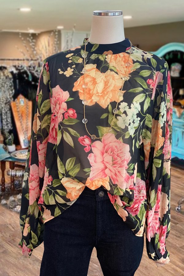 Casual Floral Print Long Sleeve Blouse