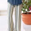 Casual Striped High Waist Baggy Wide Leg Long Pants