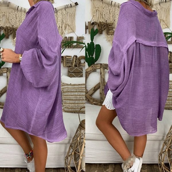 Solid Color Button Long Sleeve Loose Casual Shirt Women's Top