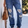 Vintage Drawstring Cut Out Jeans