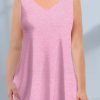 Women'sPlus Size Casual Black V Neck Tunic Tank Top