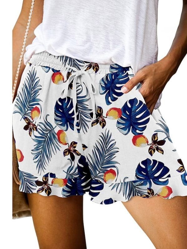 Women's Wide Leg Shorts Black White Pink Fashion Basic Holiday Weekend Ruffle Side Pockets Micro-elastic Short Comfort Floral S M L XL 2XL