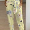 Women's Pants Trousers White Yellow Gray Casual Holiday Weekend Side Pockets Print Micro-elastic Full Length Comfort Floral S M L XL 2XL