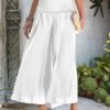 Women's Wide Leg Pants Trousers Palazzo Pants Cotton Navy Black White Fashion Basic Vacation Beach Baggy High Cut Micro-elastic Ankle-Length Comfort Plain S M L XL 2XL