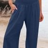 Women's Wide Leg Pants Trousers Capri shorts Cotton And Linen Black White Navy Blue Fashion Casual Daily Side Pockets Baggy Calf-Length Comfort Plain S M L XL 2XL