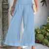 Women's Wide Leg Pants Trousers Palazzo Pants Cotton Navy Black White Fashion Basic Vacation Beach Baggy High Cut Micro-elastic Ankle-Length Comfort Plain S M L XL 2XL