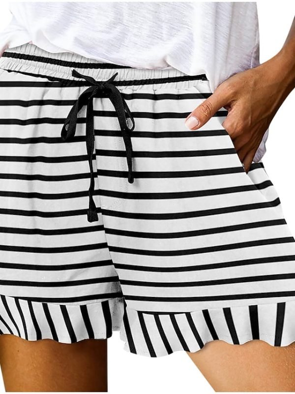 Women's Wide Leg Shorts Black White Pink Fashion Basic Holiday Weekend Ruffle Side Pockets Micro-elastic Short Comfort Floral S M L XL 2XL