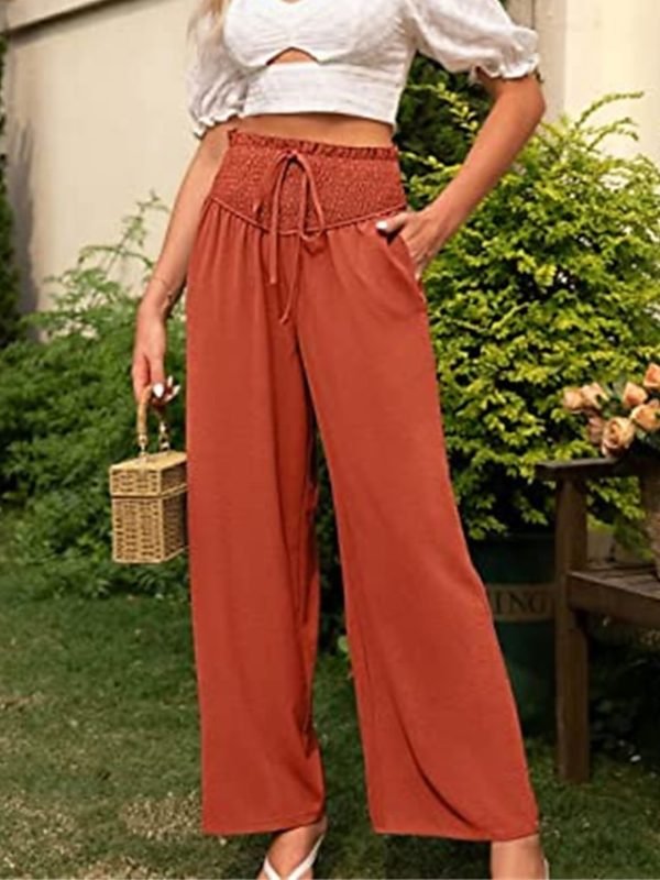 Women's Wide Leg Pants Trousers Black Army Green Navy Blue Casual Daily Casual Daily Side Pockets Wide Leg Full Length Comfort Plain S M L XL 2XL