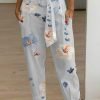 Women's Pants Trousers White Yellow Gray Casual Holiday Weekend Side Pockets Print Micro-elastic Full Length Comfort Floral S M L XL 2XL