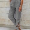 Women's Pants Trousers Faux Linen Black White Blue Fashion Casual Weekend Side Pockets Full Length Comfort Plain S M L XL 2XL