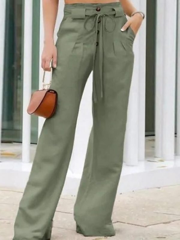 Women's Wide Leg Pants Trousers Black Army Green Beige Fashion Casual Daily Side Pockets Wide Leg Full Length Comfort Plain S M L XL 2XL