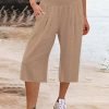 Women's Wide Leg Pants Trousers Capri shorts Cotton And Linen Black White Navy Blue Fashion Casual Daily Side Pockets Baggy Calf-Length Comfort Plain S M L XL 2XL